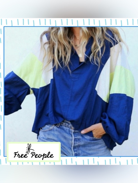 Free People Tops - Free People Beating Hearts Pullover Windbreaker Top Navy combo XS